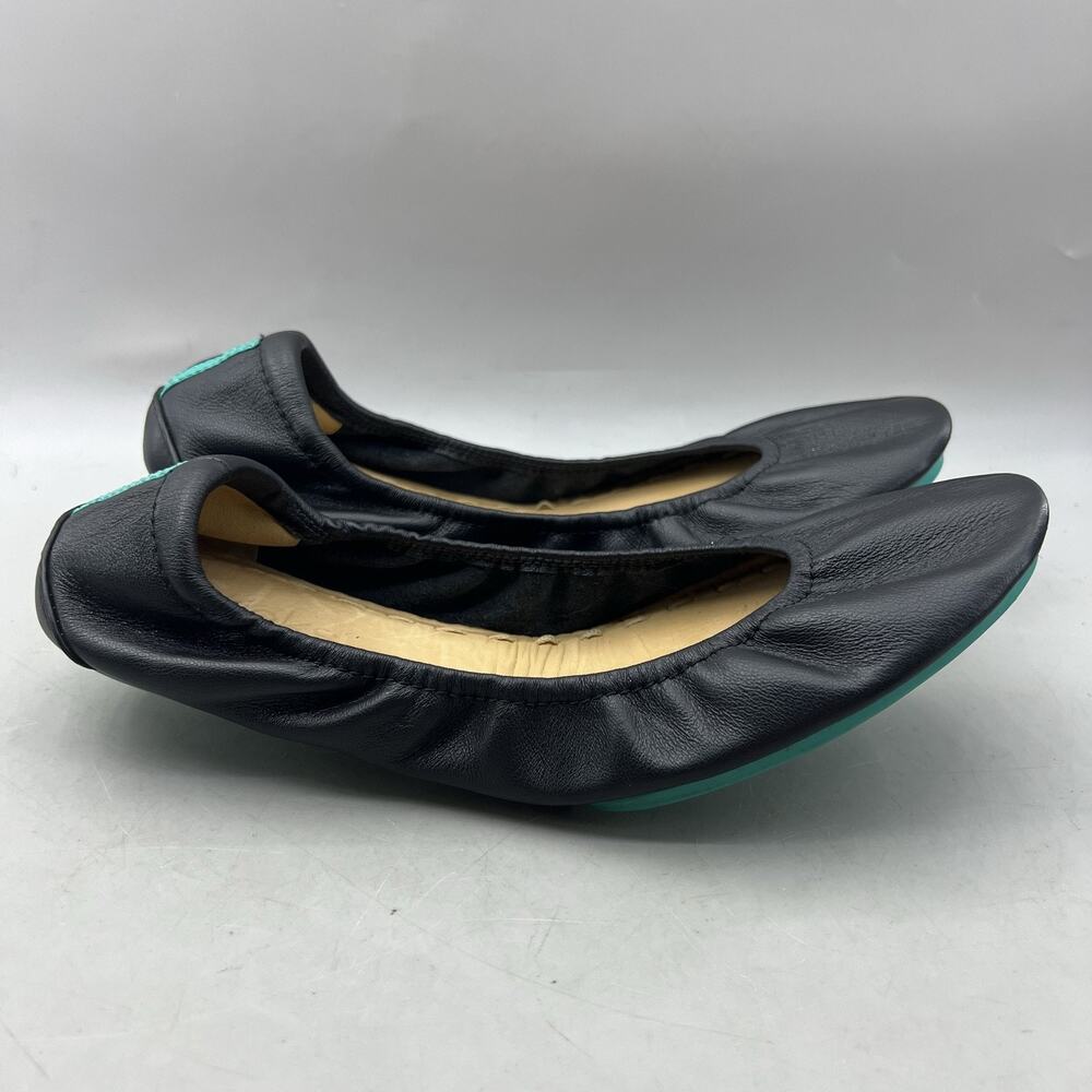 Tieks The Ballet Flat Shoes Women Size 9 Black Blue Leather Comfort Slip Ons